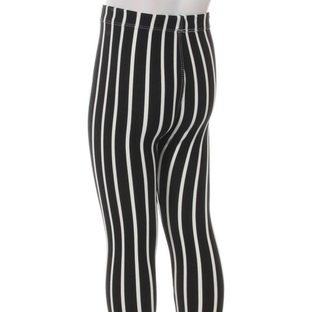 World of Leggings Brushed Black Vertical Pinstripe Kids Leggings